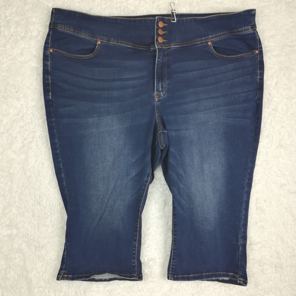 Lane Bryant Womens Jeans High Rise 3 Button Jegging Pedal Blue Denim Plus 26